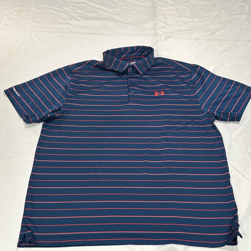 Under Armour Men's Polo Shirt - Navy with Red Stripes (351)